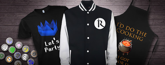 Rune badges, t-shirt, jacket, apron