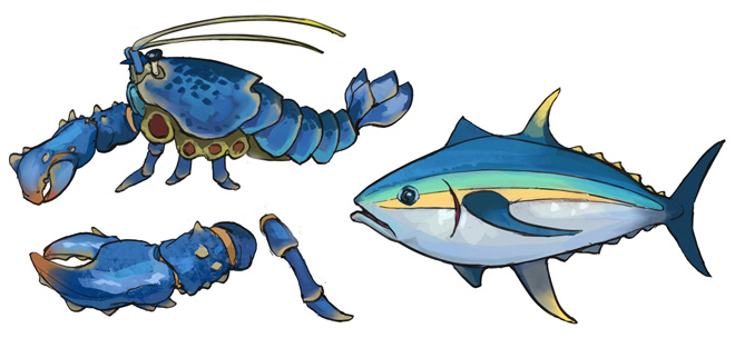 Lobster and tuna concept