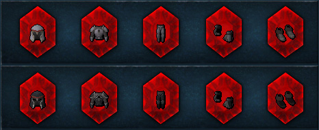 Red gems containing the new Light and Dark armours!