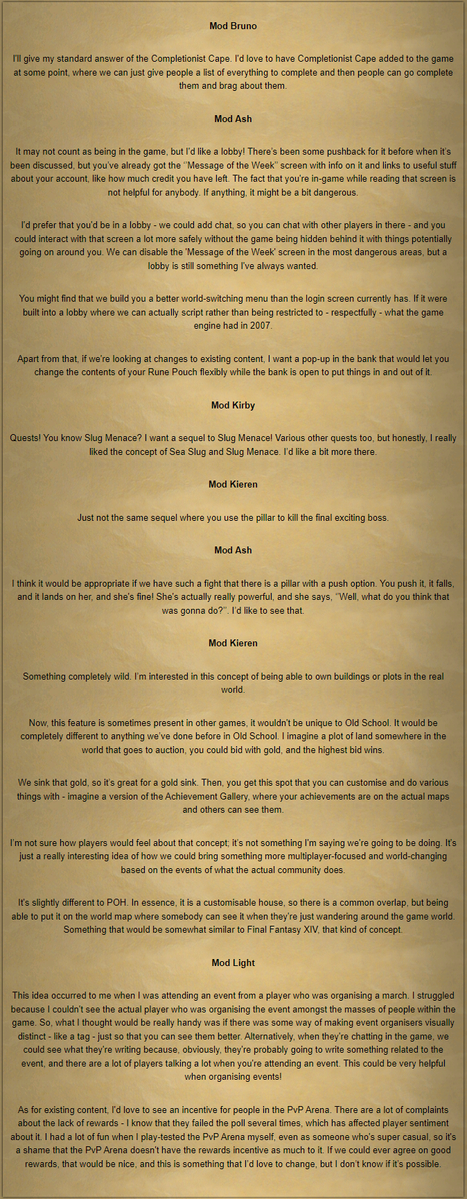 Old School Runescape D&I Update Patch Notes