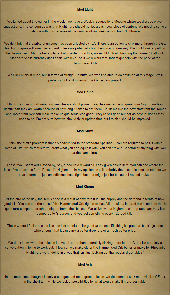 Old School Runescape D&I Update Patch Notes