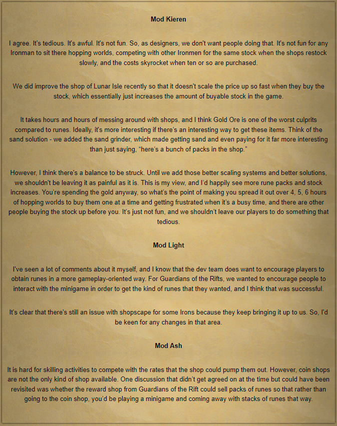 Old School Runescape D&I Update Patch Notes